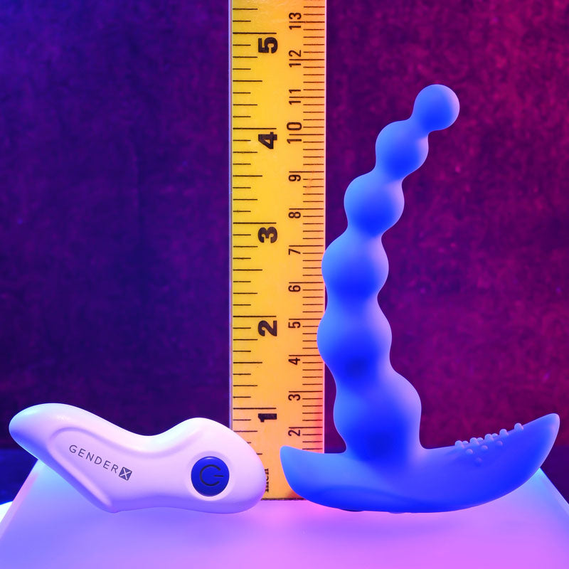 Gender X Beaded Pleasure Blue 11.4 Cm Usb Rechargeable Vibrating Anal Beads With Remote