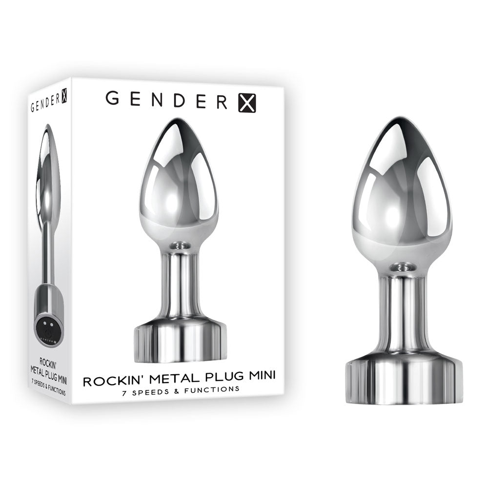 Gender X Rockin Metal Plug Mini Chrome 7.8 Cm Usb Rechargeable Vibrating Mini Butt Plug