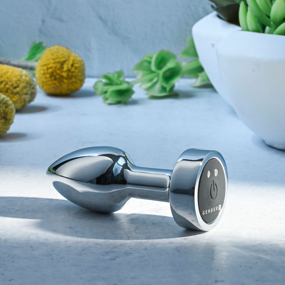 Gender X Rockin Metal Plug Mini Chrome 7.8 Cm Usb Rechargeable Vibrating Mini Butt Plug
