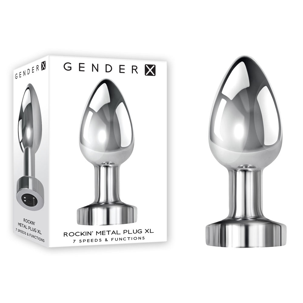 Gender X Rockin Metal Plug Xl Chrome 10.5 Cm Usb Rechargeable Vibrating Xl Butt Plug