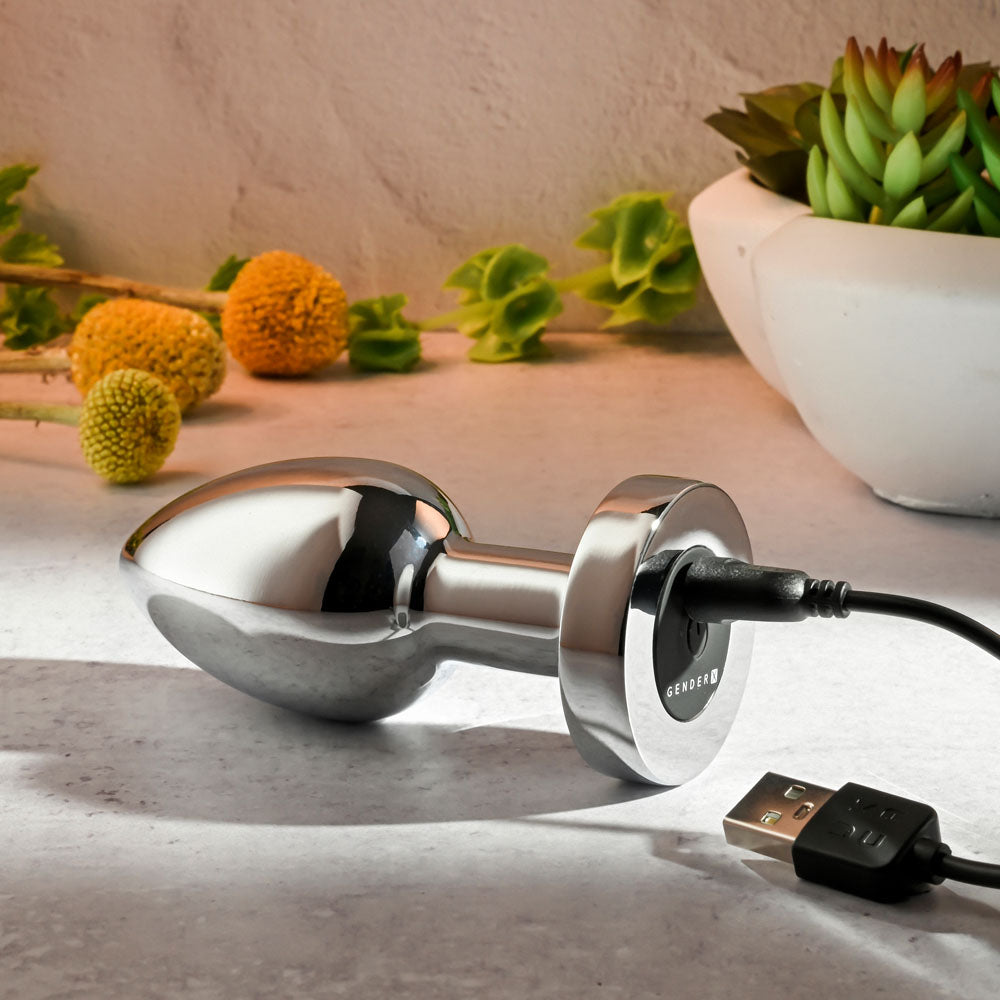 Gender X Rockin Metal Plug Xl Chrome 10.5 Cm Usb Rechargeable Vibrating Xl Butt Plug