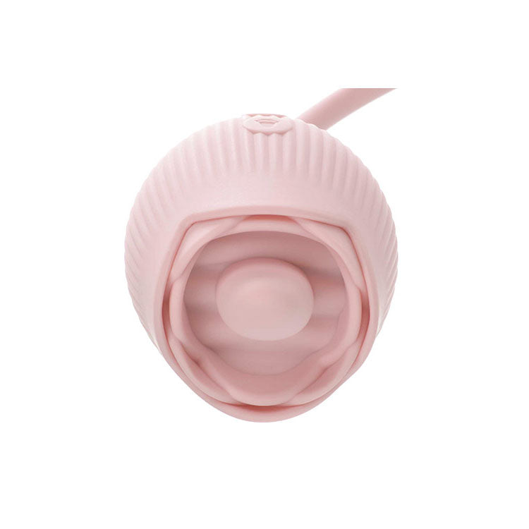 Adam & Eve Thrust & Tickle Rose Vibrator Pink Usb Rechargeable Flickering Rose Stimulator With Thrusting Bullet