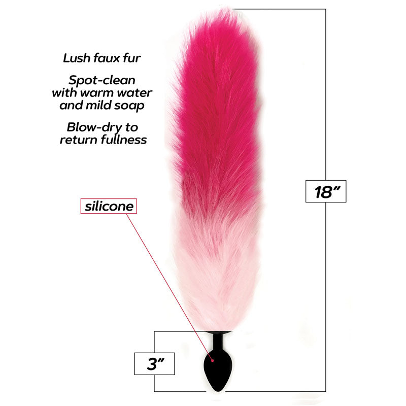 Foxy Fox Tail Silicone Butt Plug Pink Gradient 46 Cm Tail