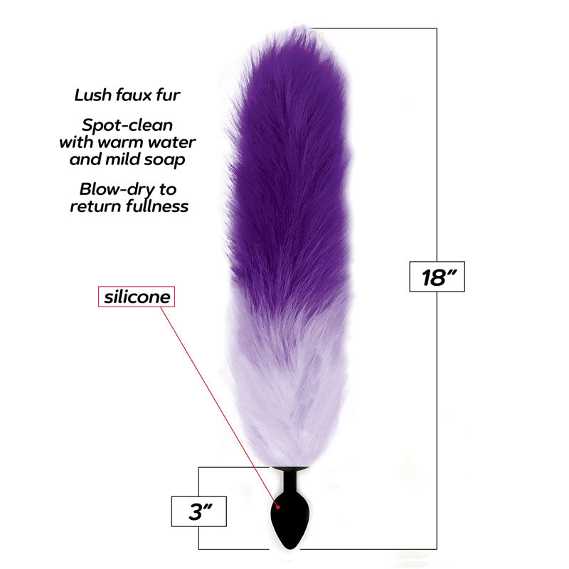 Foxy Fox Tail Silicone Butt Plug Purple Gradient 46 Cm Tail