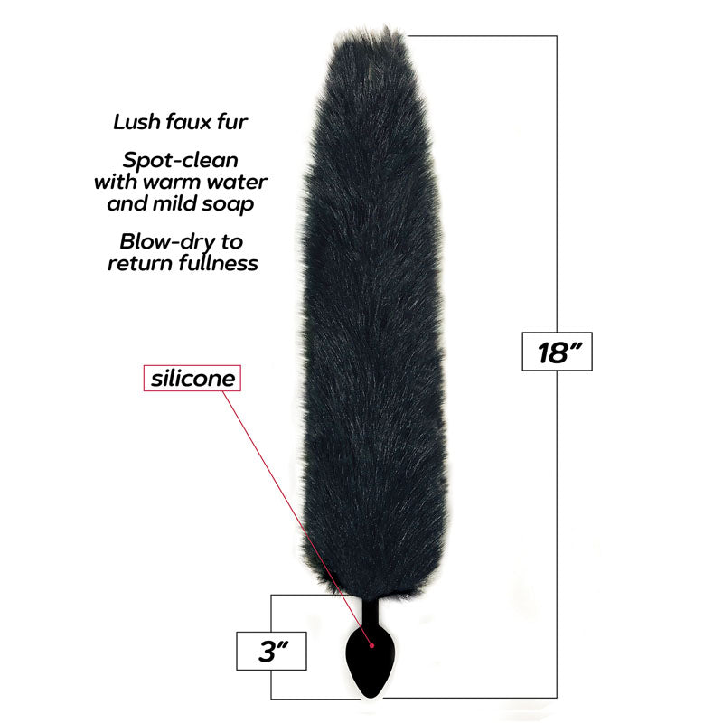 Foxy Fox Tail Silicone Butt Plug Black 46 Cm Tail