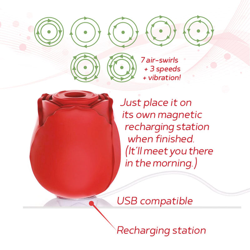 Wild Rose Suction Vibrator Red Usb Rechargeable Air Pulse Stimulator