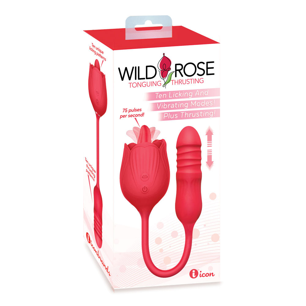 Wild Rose Lick & Thrust Red Usb Rechargeable Air Pulse Stimulator And Vibrator