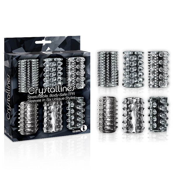 The 9's Crystalline Tpr Cock Sleeves Clear Penis Sleeves Set Of 6
