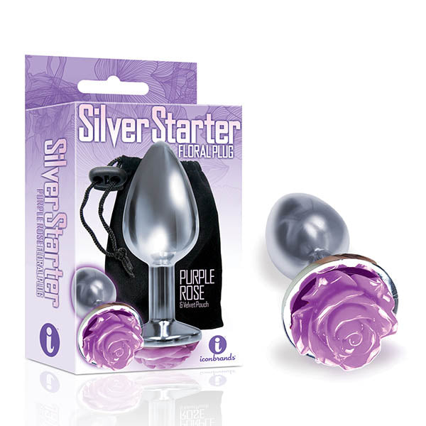 The 9's The Silver Starter Silver 7.1 Cm (2.8'') Butt Plug With Purple Rose Bottom