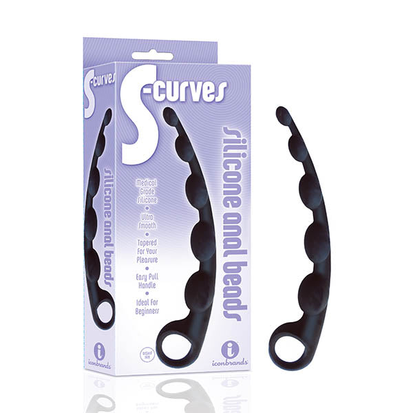 The 9's S Curves Black Anal Beads