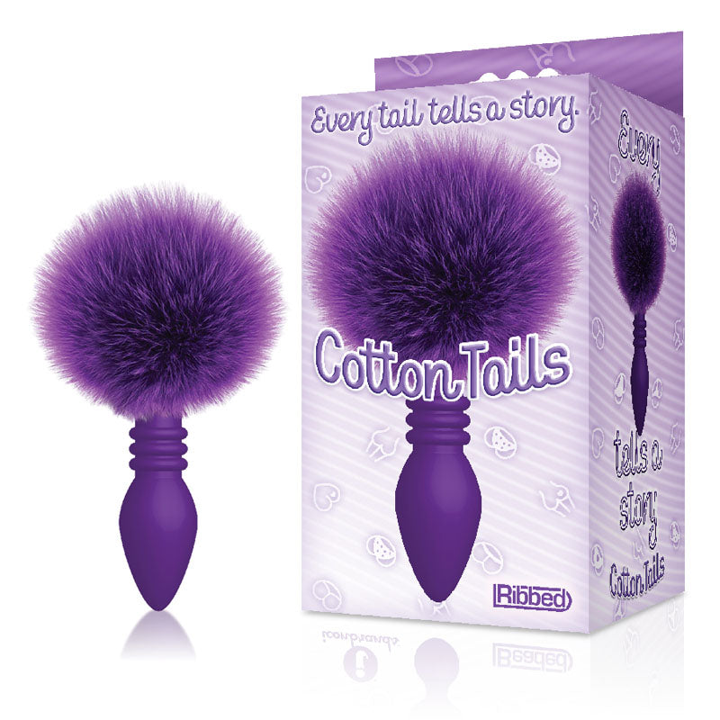 The 9's Cottontails, Ribbed Purple Purple Butt Plug With Bunny Tail