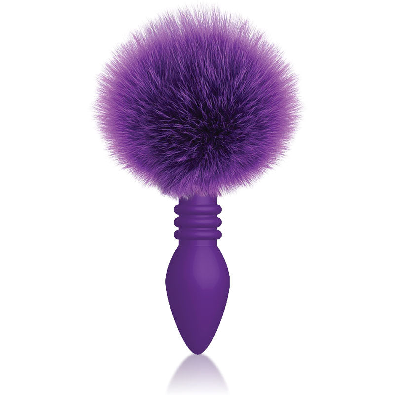 The 9's Cottontails, Ribbed Purple Purple Butt Plug With Bunny Tail