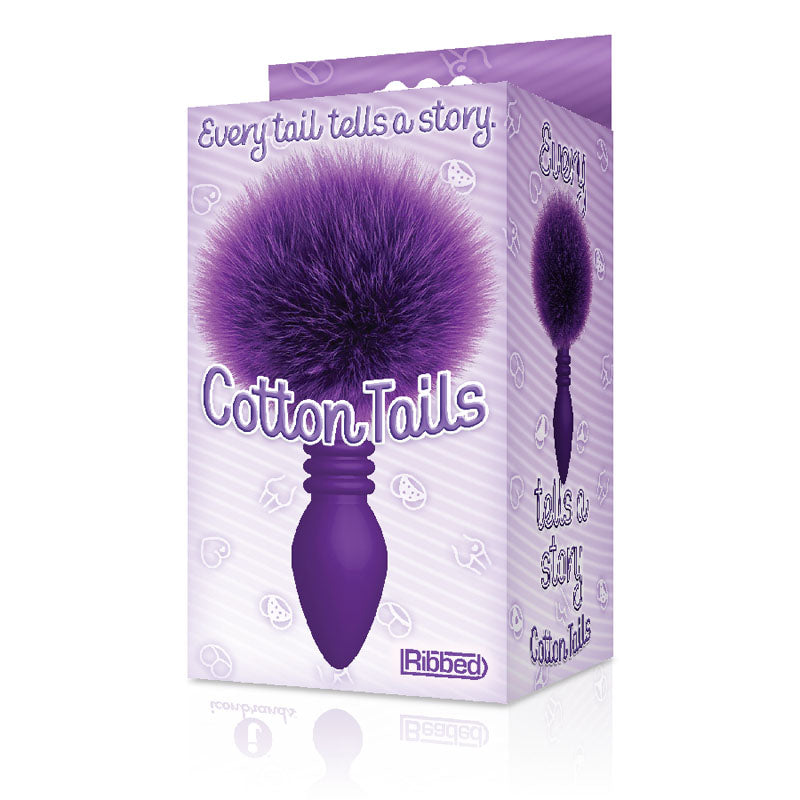 The 9's Cottontails, Ribbed Purple Purple Butt Plug With Bunny Tail