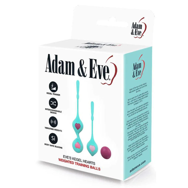 Adam & Eve Eves Kegel Hearts Teal Weighted Kegel Balls Set Of 2