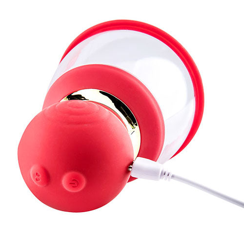 Adam & Eve Squeeze N Please Pump Red Red Usb Rechargeable Vaginal Pump With Massaging Tongue And Fingers