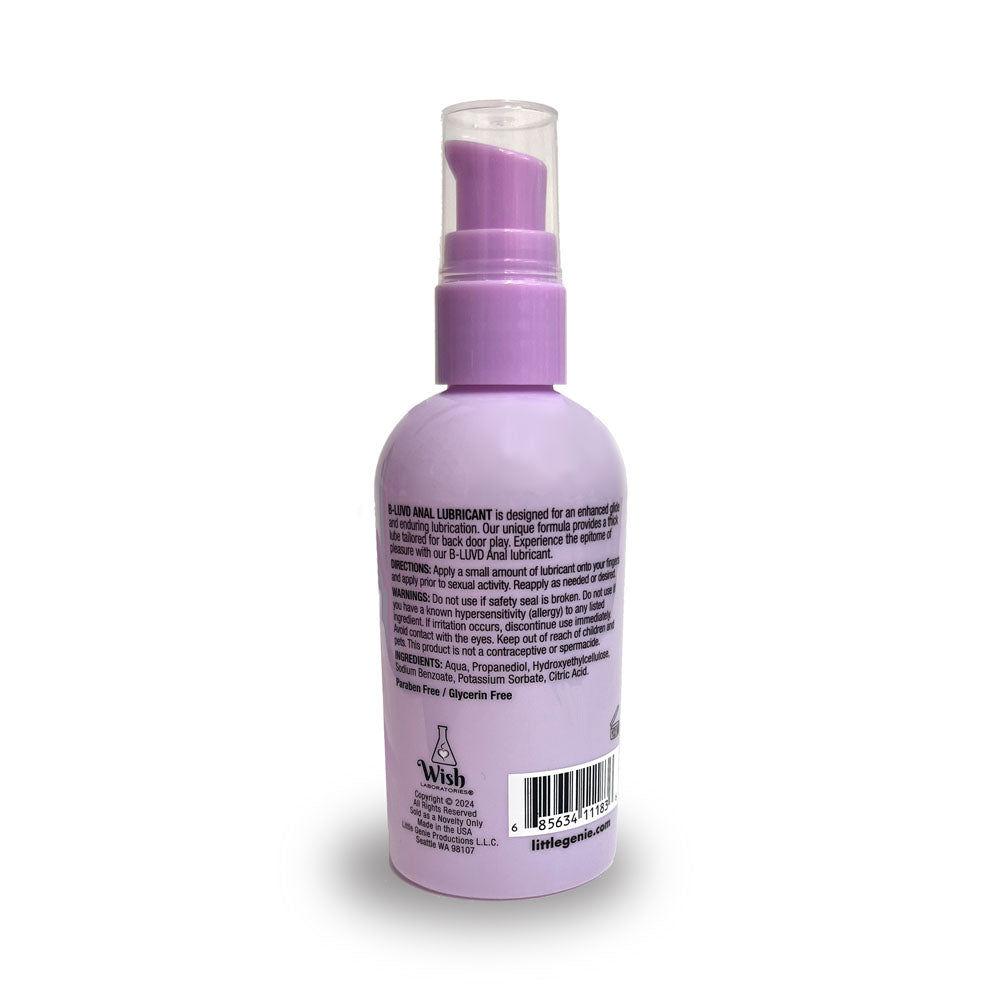 B Luvd Anal Lubricant Water Based Gel Anal Lubricant 118 Ml Bottle