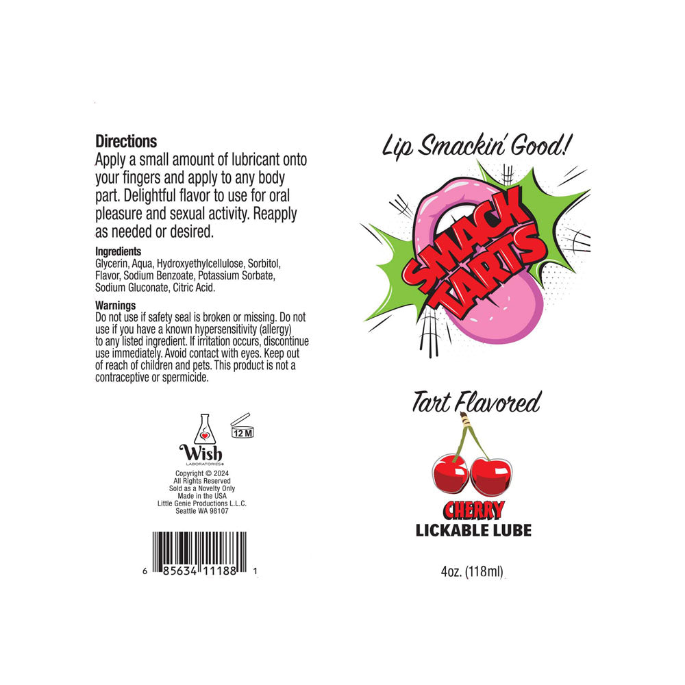 Smack Tarts Sour Cherry Sour Cherry Flavoured Lubricant 120 Ml Tube