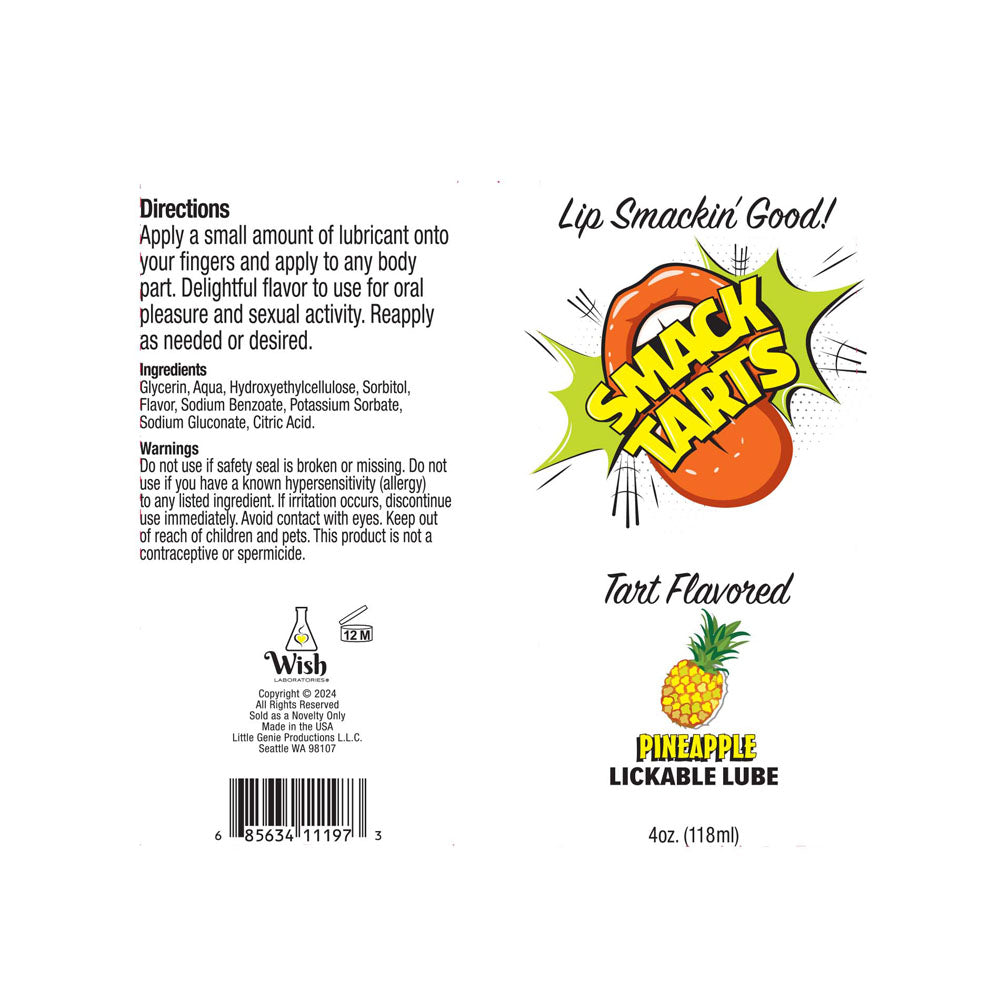 Smack Tarts Sour Pineapple Sour Pineapple Flavoured Lubricant 120 Ml Tube
