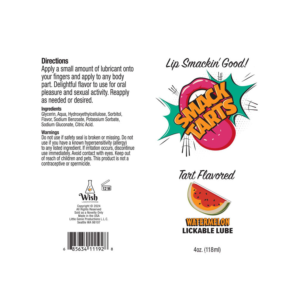 Smack Tarts Sour Watermelon Sour Watermelon Flavoured Lubricant 120 Ml Tube