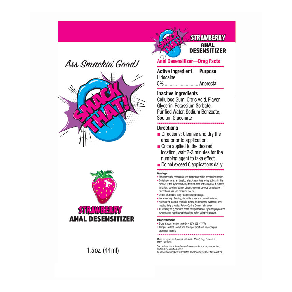 Smack That! Anal Desensitiser Strawberry Strawberry Flavoured Anal Desensitiser 44 Ml Tube