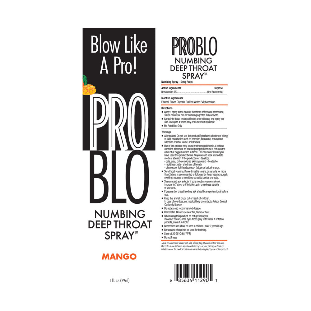 Pro Blo Deep Throat Spray Mango Mango Flavoured Deep Throat Spray 30 Ml