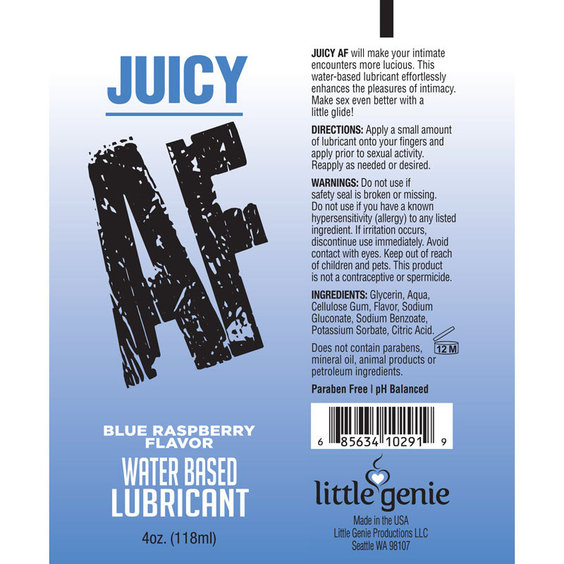 Juicy Af Blue Raspberry Blue Raspberry Flavoured Water Based Lubricant 120 Ml Tube