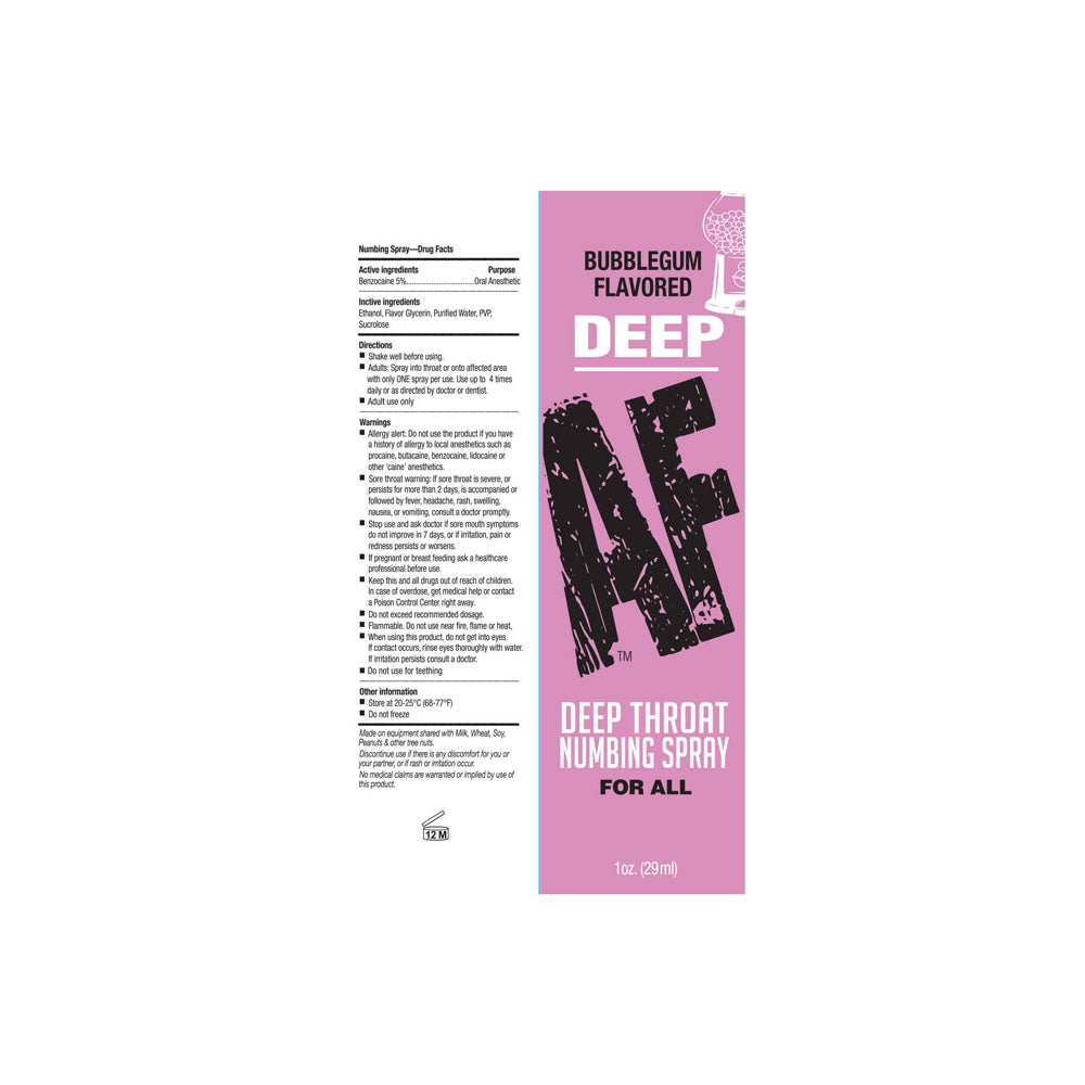 Deep Af Bubblegum Bubblegum Flavoured Deep Throat Spray 29 Ml