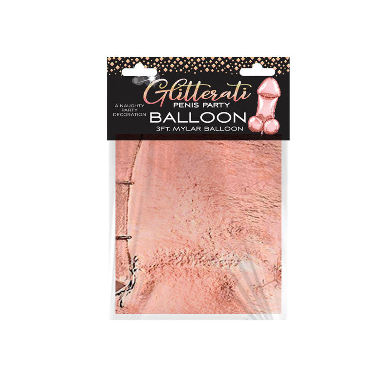 Glitterati Penis Party Balloon 90cm Mylar Rose Gold 90 Cm Novelty Balloon