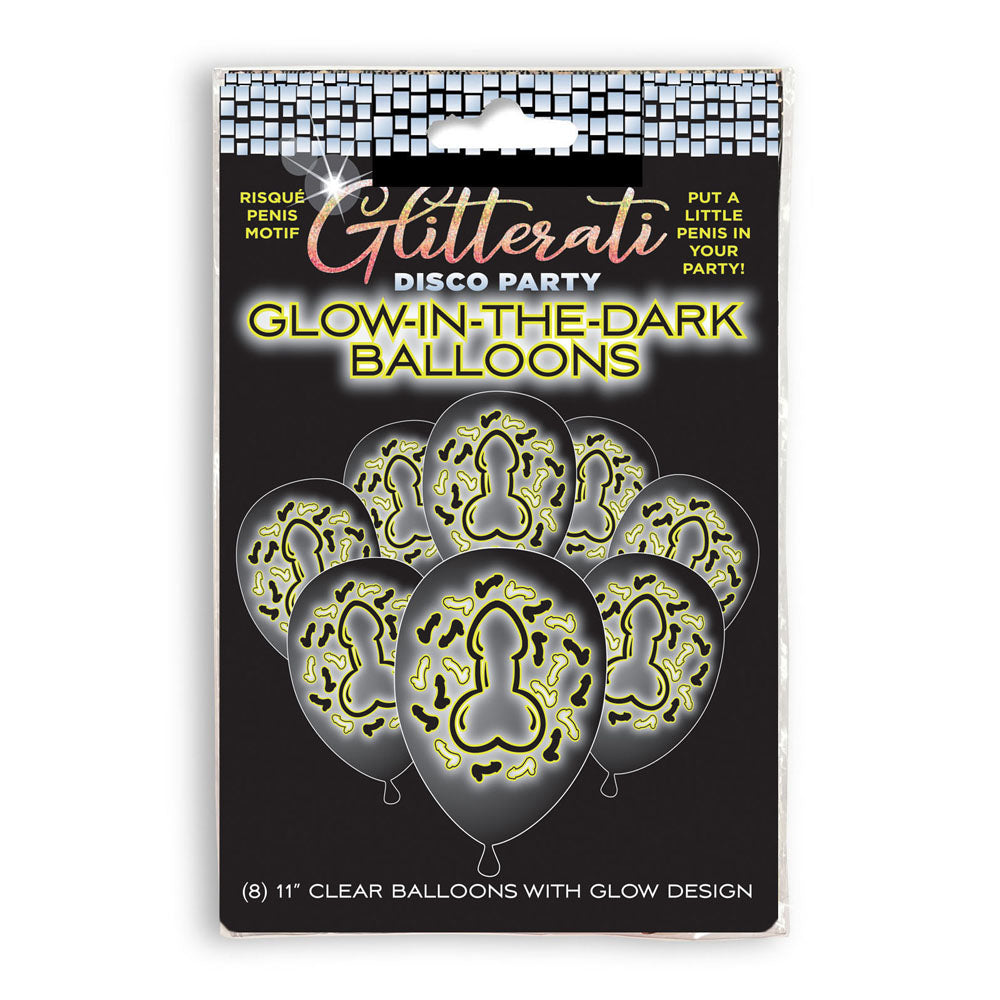 Glitterati Disco Party Glow In The Dark Balloons Novelty Hens Party Balloons 8 Pack