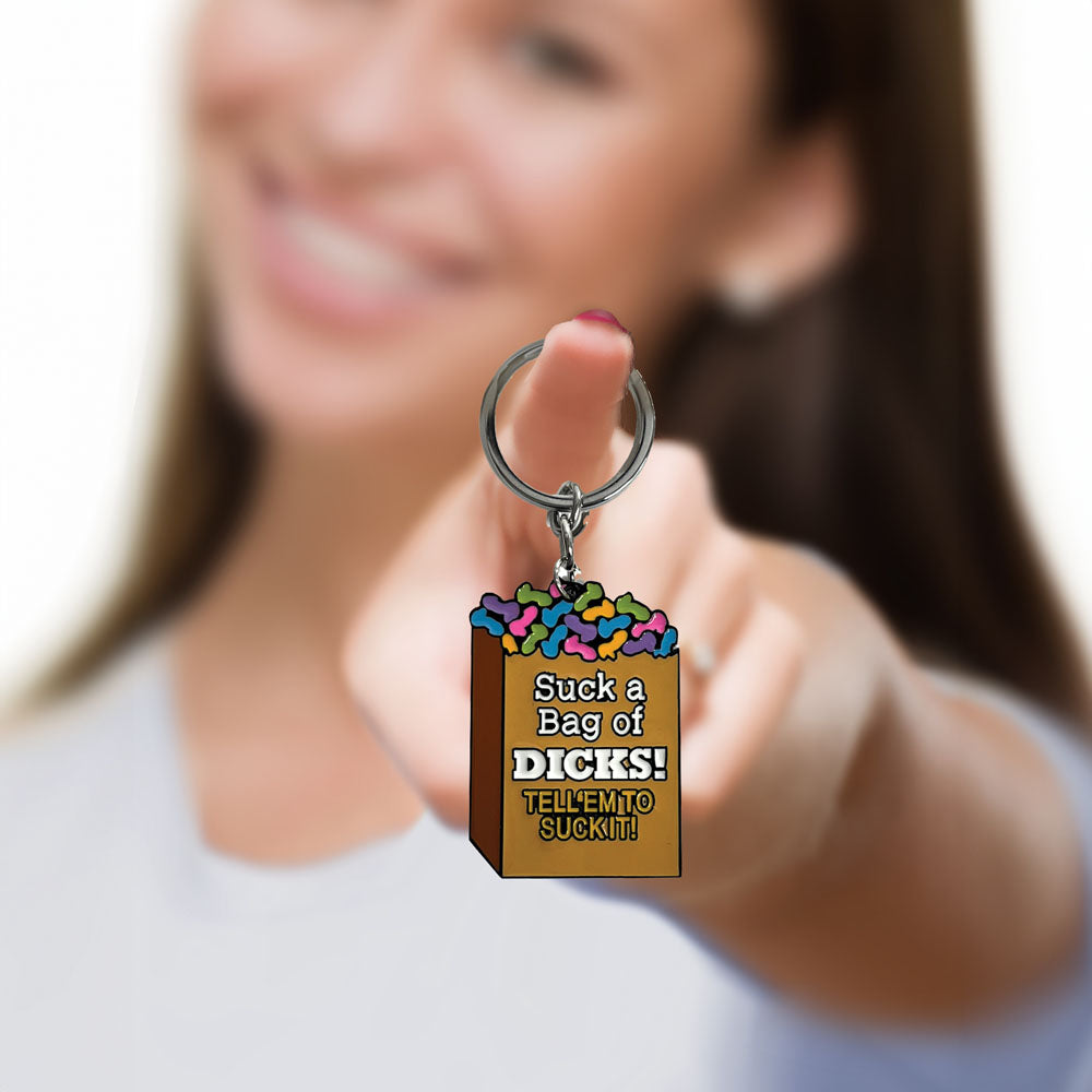 Super Fun Key Chain Suck A Bag Novelty Keychain