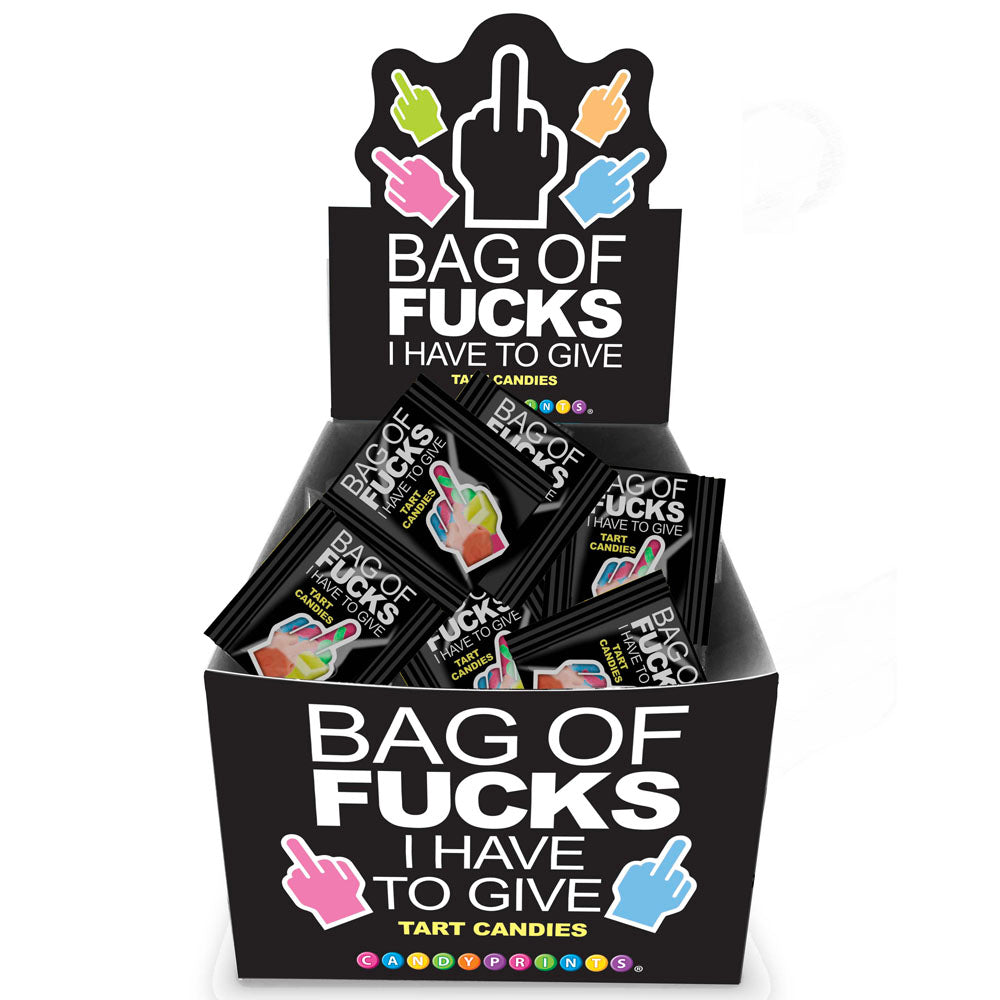 Bag Of Fucks I Have To Give Display Fruit Flavoured Lollies Counter Display Of 100 Mini Packs
