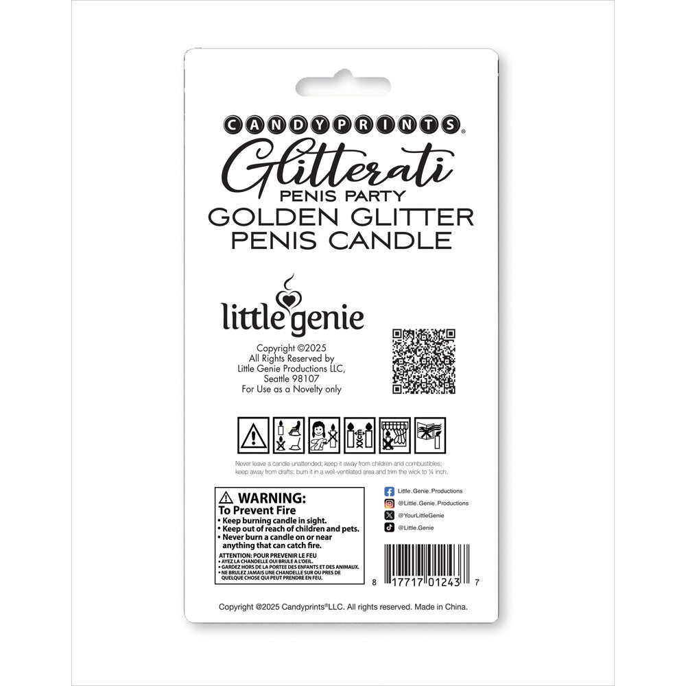 Glitterati Gold Glitter Penis Candle Gold 10 Cm Penis Party Candle