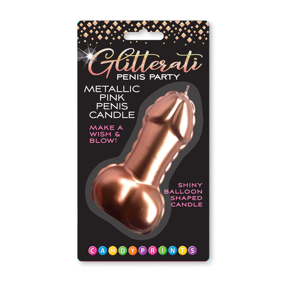 Glitterati Metallic Pink Penis Candle Rose Gold 10 Cm Penis Party Candle