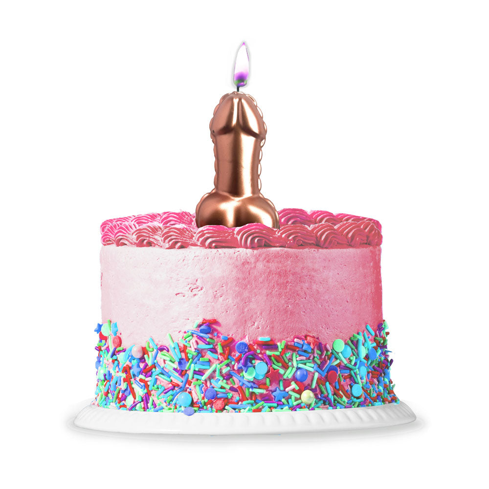 Glitterati Metallic Pink Penis Candle Rose Gold 10 Cm Penis Party Candle