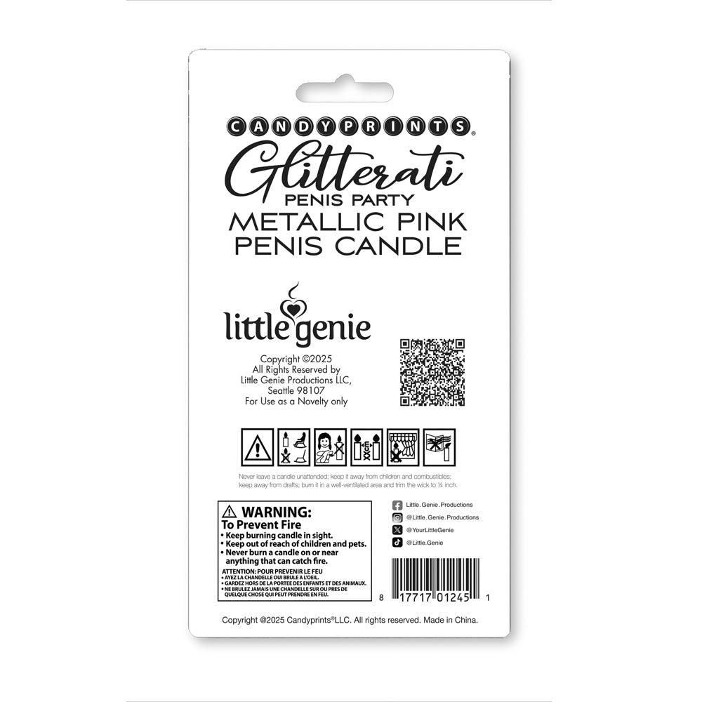 Glitterati Metallic Pink Penis Candle Rose Gold 10 Cm Penis Party Candle