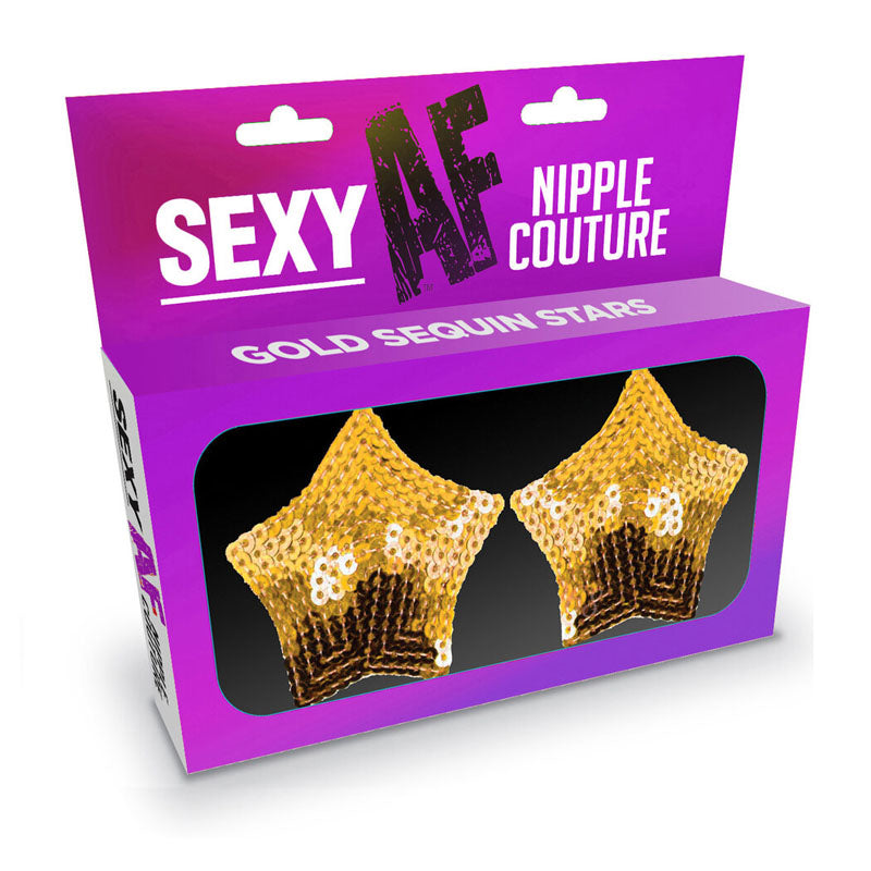 Sexy Af Nipple Couture Gold Stars Gold Sequin Reusable Nipple Pasties