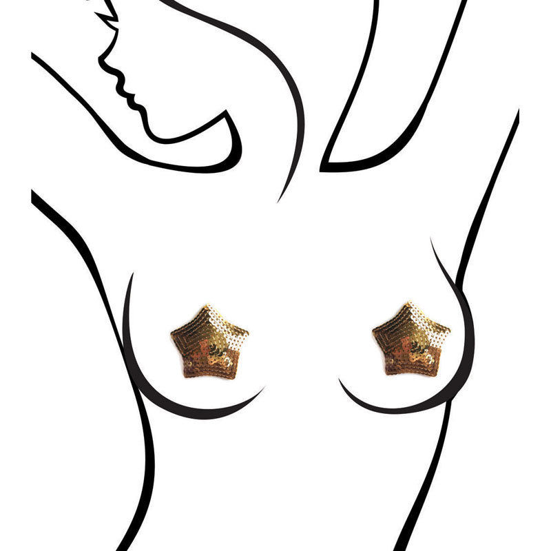 Sexy Af Nipple Couture Gold Stars Gold Sequin Reusable Nipple Pasties