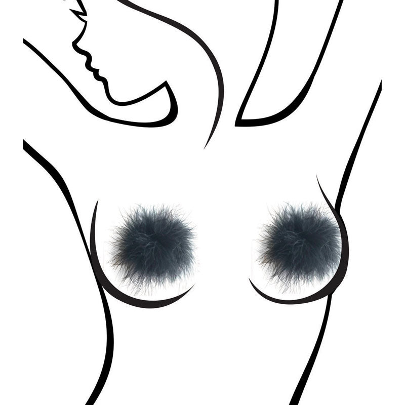 Sexy Af Nipple Couture Black Marabou Black Marabou Reuseable Nipple Pasties