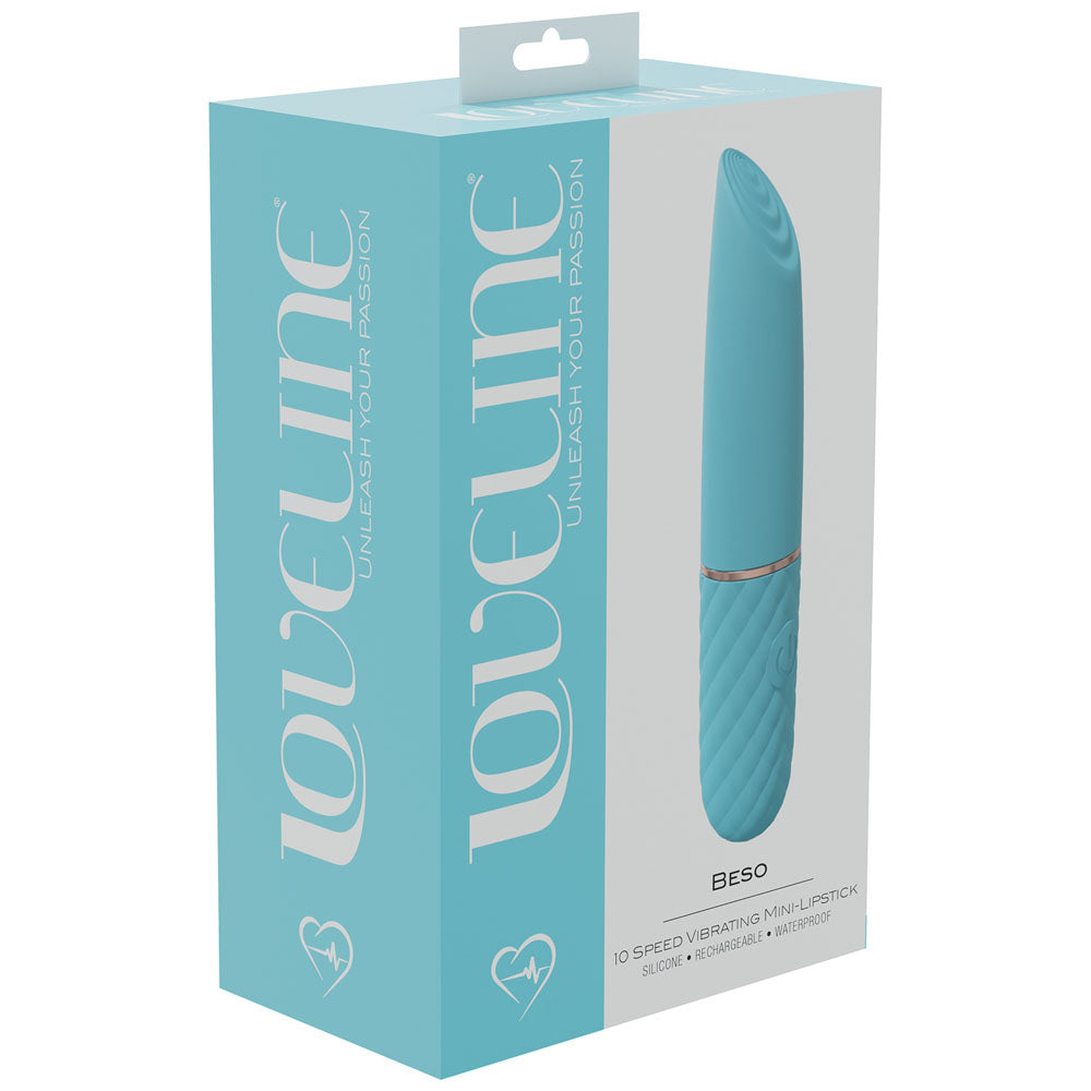 Loveline Beso Blue Blue 10.6 Cm Usb Rechargeable Mini Lipstick Vibrator