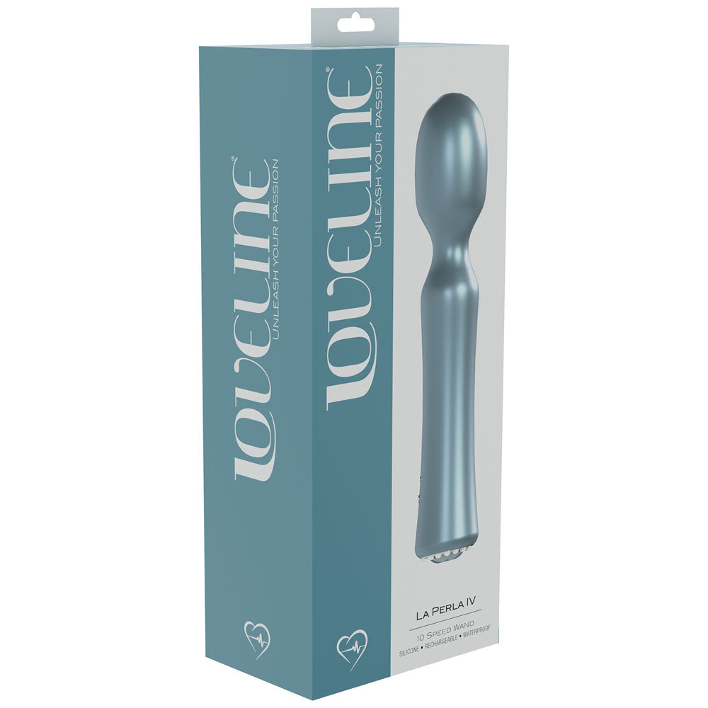 Loveline La Perla Iv Blue Pearlescent Blue 19.2 Cm Usb Rechargeable Massage Wand