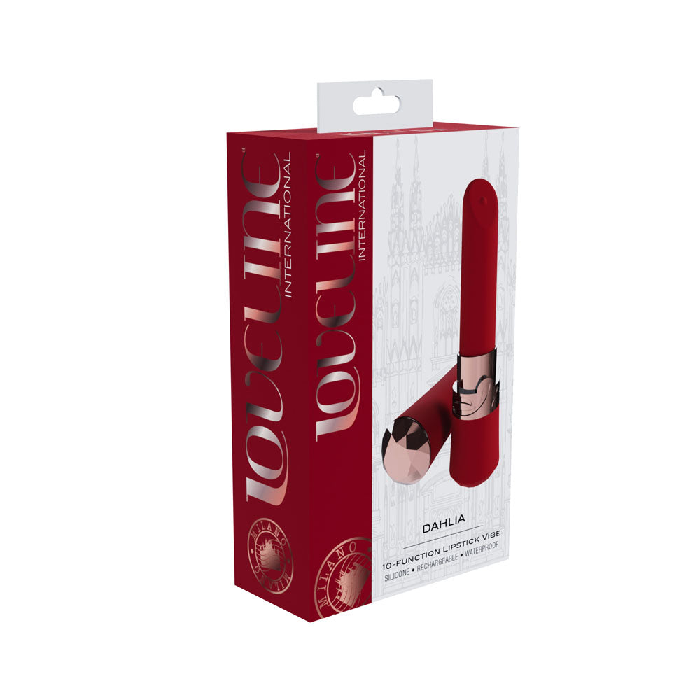 Loveline Dahlia Red Red 12.5 Cm Usb Rechargeable Lipstick Vibrator