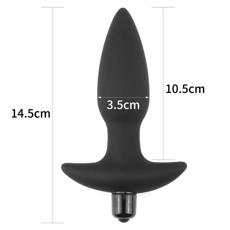 Anal Indulgence Collection Silicone Fantasy Anal Plug Black 14.5 Cm Vibrating Butt Plug