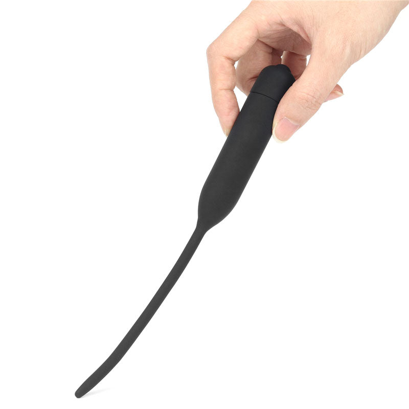 Ultimate Silicone Vibrating Urethral Dilator Black Vibrating Urethral Sound