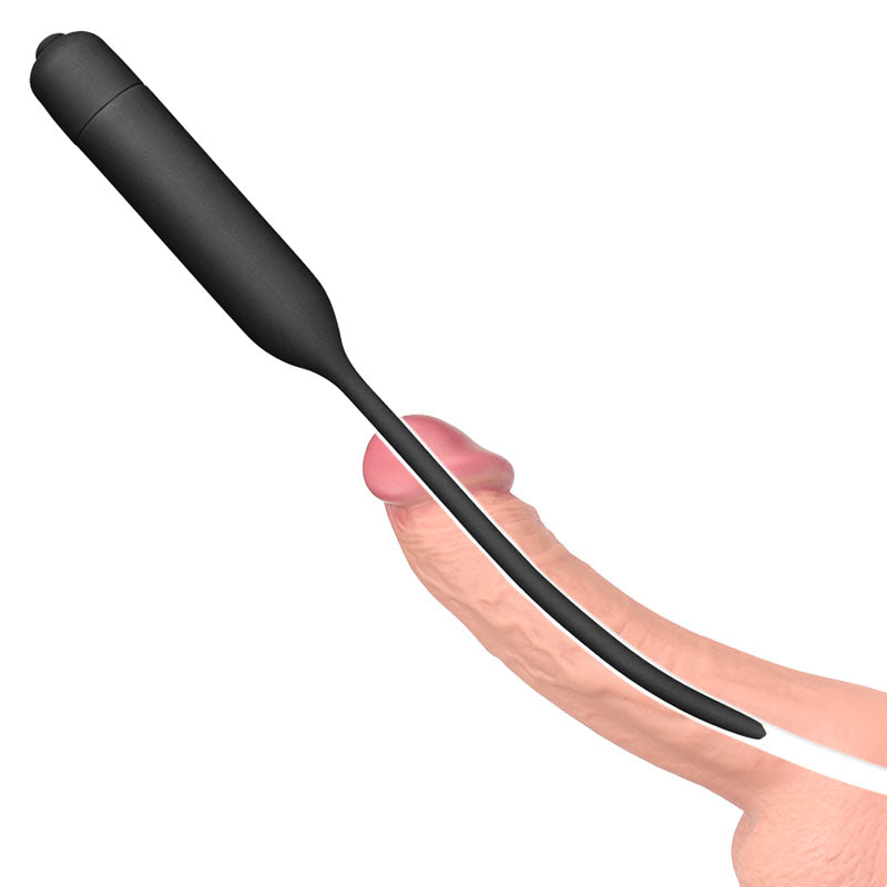 Ultimate Silicone Vibrating Urethral Dilator Black Vibrating Urethral Sound