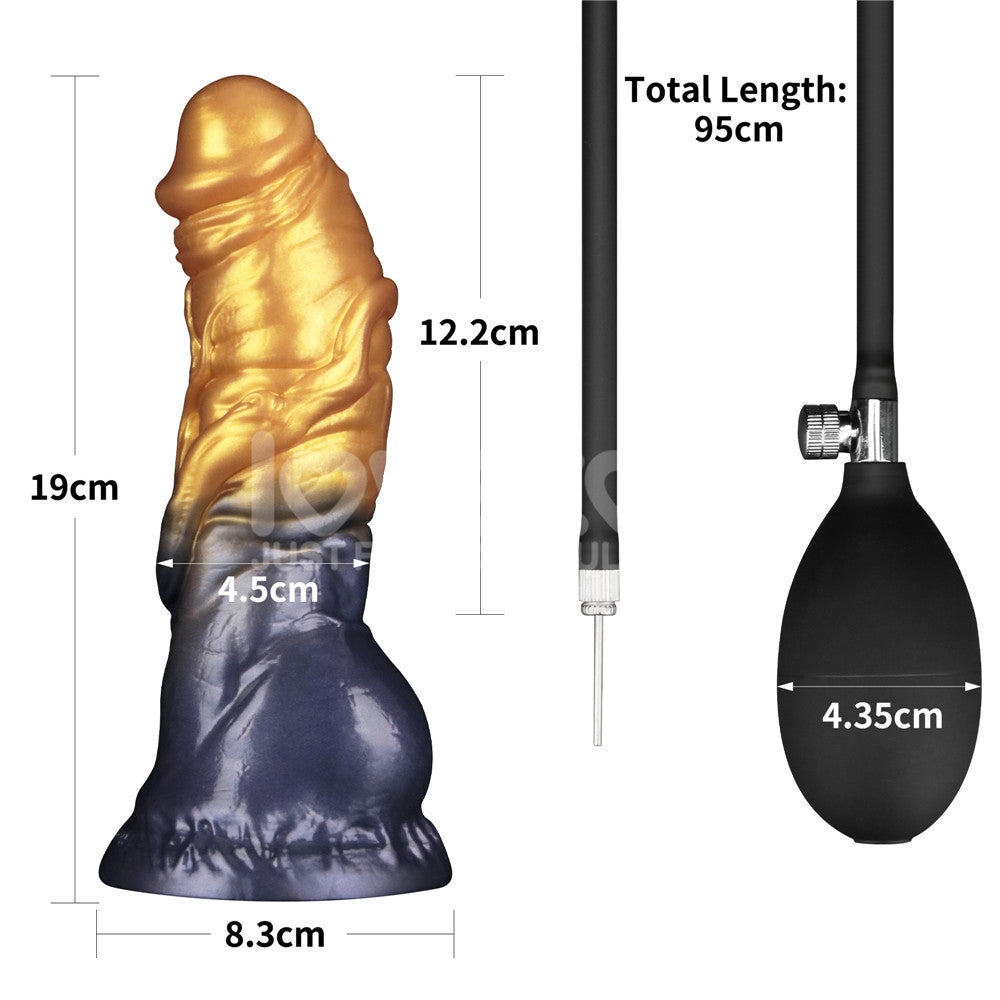 Aerosx 7.5 Inch Dual Density Inflatable Dildo Gold/Blue 24 Cm Inflatable Fantasy Dildo