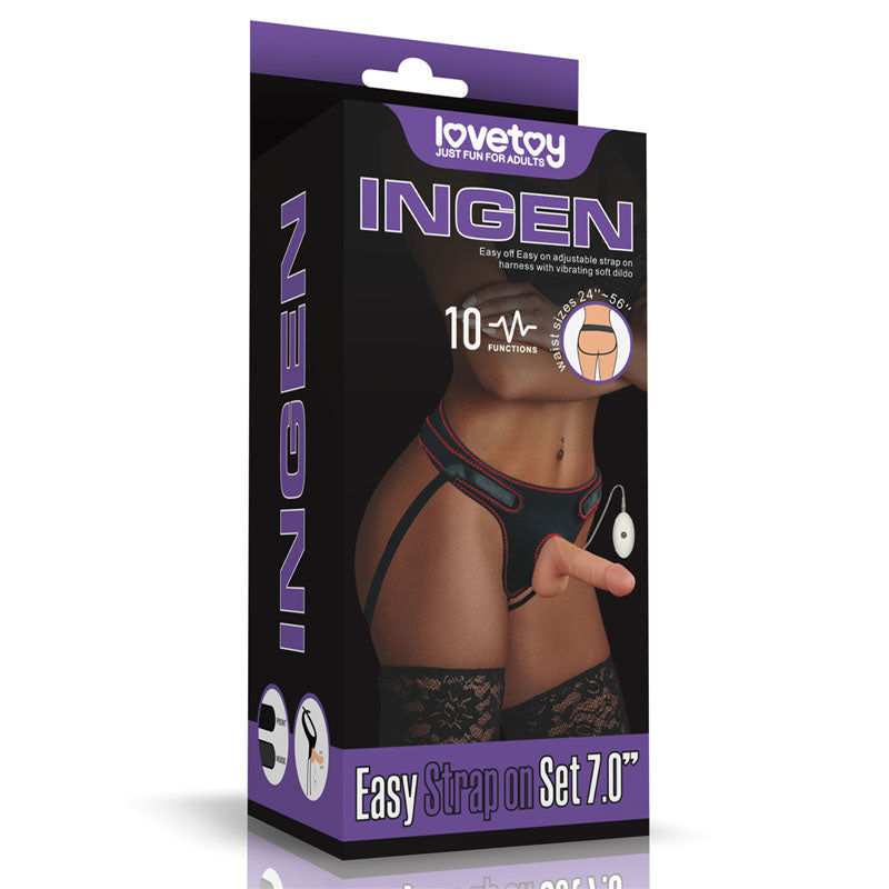 Ingen Vibrating Easy Strap On Set Flesh 17.8 Cm (7'') Vibrating Strap On