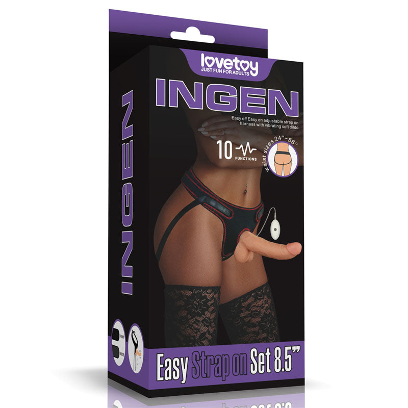 Ingen Vibrating Easy Strap On Set Flesh 21.6 Cm (8.5'') Vibrating Strap On