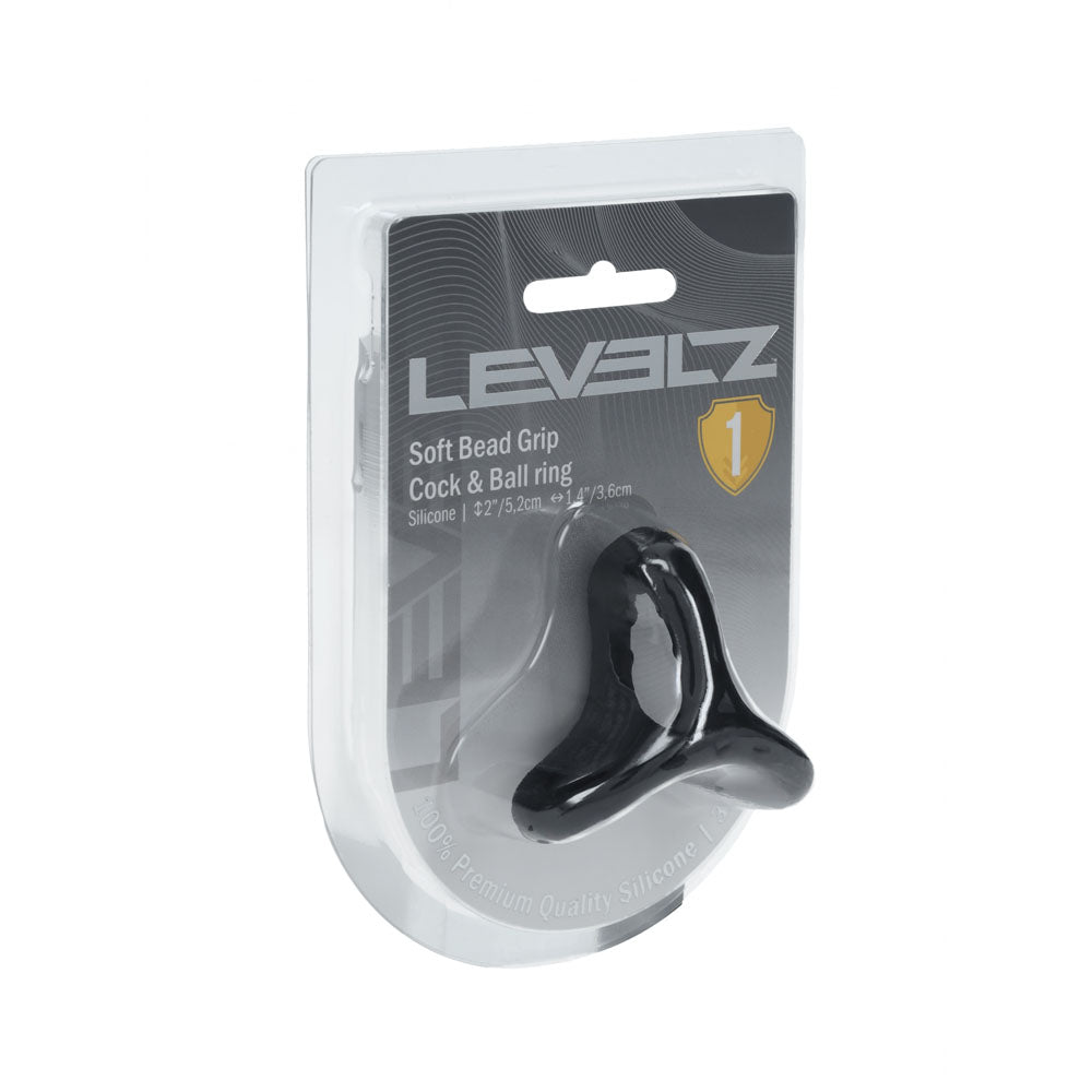 Levelz Soft Bead Grip Silicone Cock Ring Black Black Cock & Balls Rings