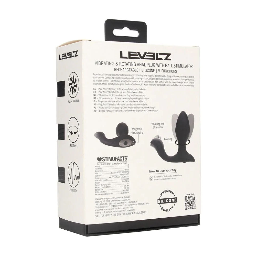 Levelz Vibrating & Rotating Anal Plug With Ball Stimulator Black 10.7 Cm Usb Rechargeable Vibrating Butt Plug