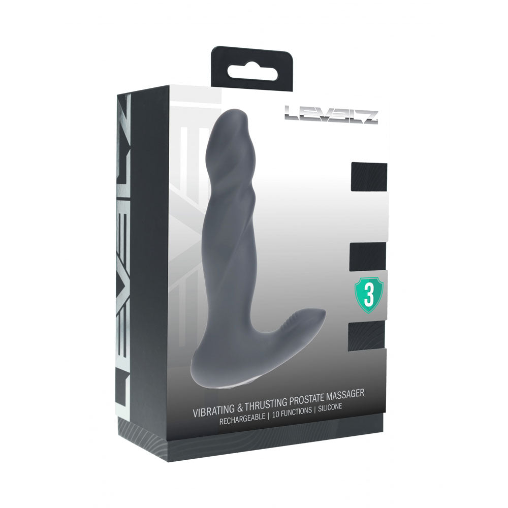 Levelz Vibrating & Thrusting Silicone Prostate Massager Black 14.7 Cm Usb Rechargeable Thrusting Prostate Massager